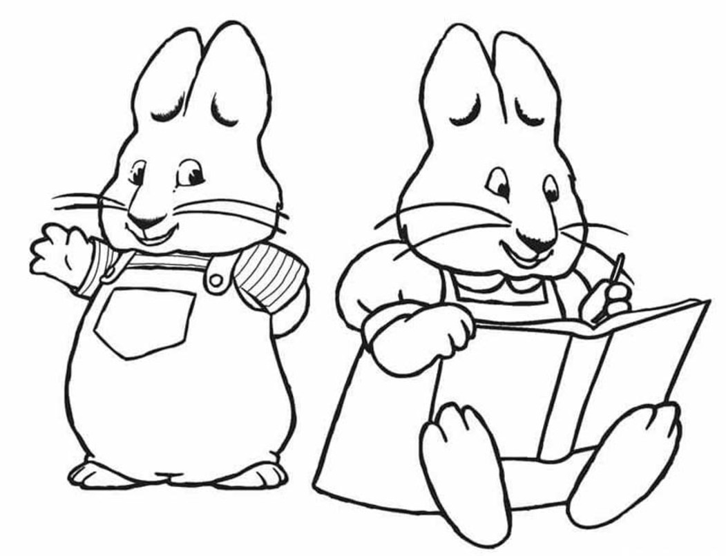 Kolorowanka Maks i Ruby bezpłatny wydruku łatwy