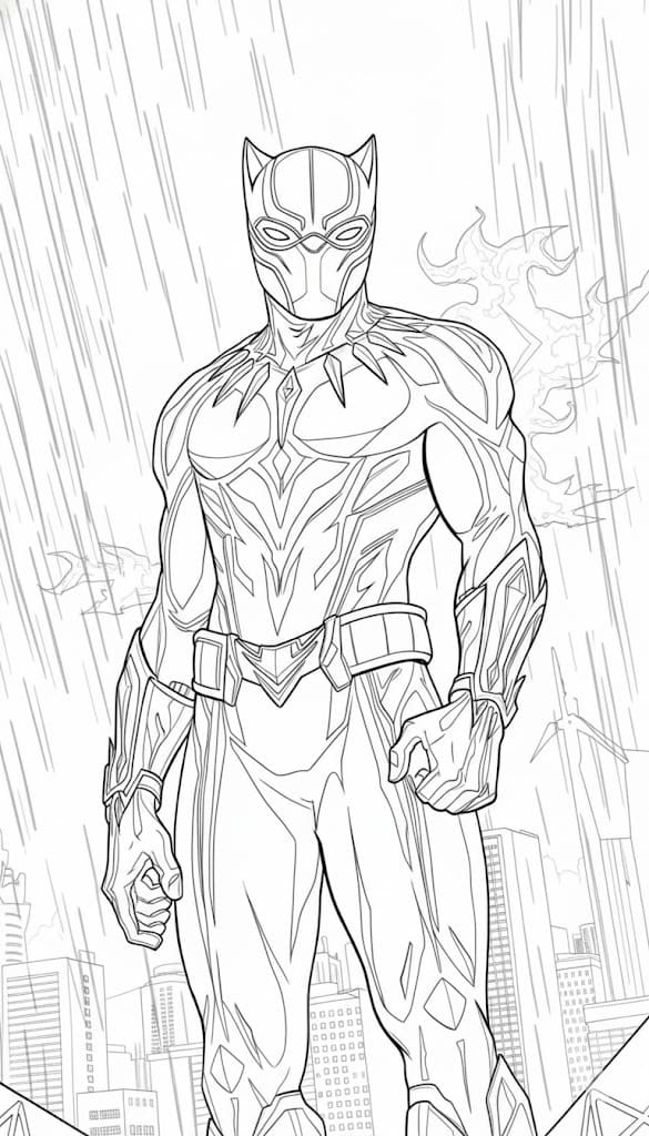 Kolorowanka Narysuj Czarna Pantera podstawowy