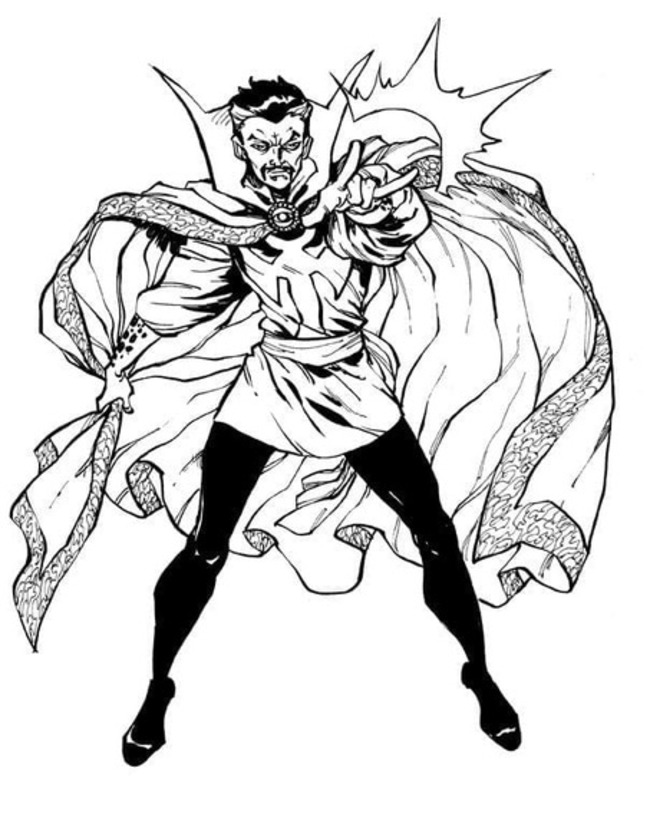 Kolorowanka Narysuj Doktor Strange wydruku dla dzieci