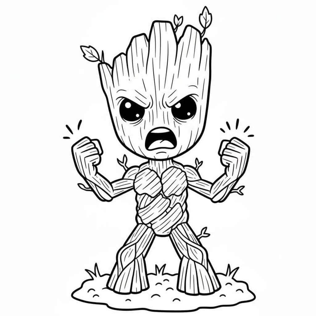 Kolorowanka Narysuj Groot bezpłatny dla dzieci