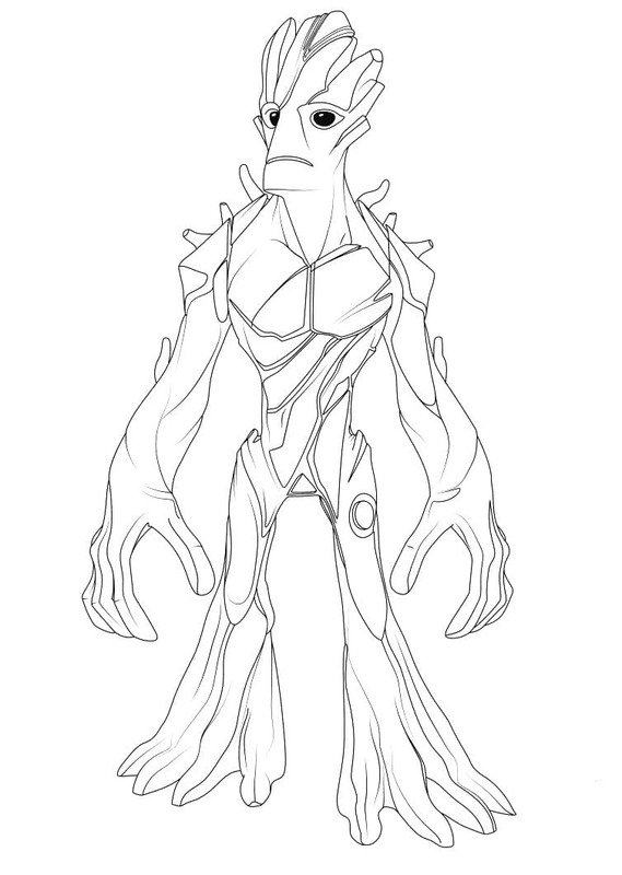 Kolorowanka Narysuj Groot bezpłatny wydruku łatwy