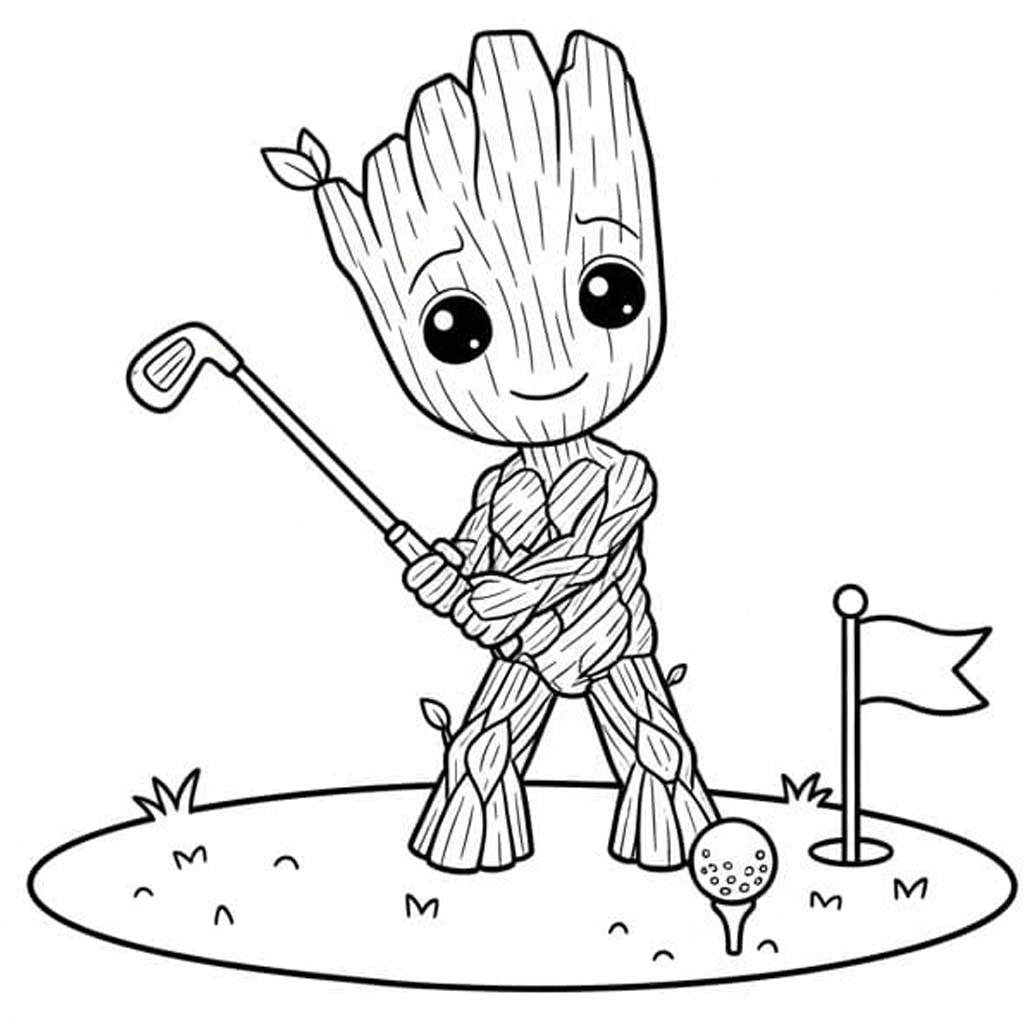 Kolorowanka Narysuj Groot bezpłatny wydruku podstawowy