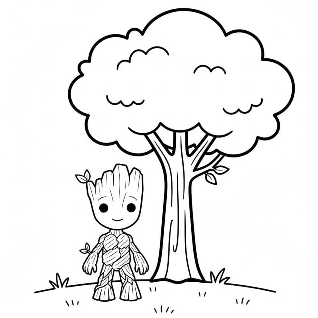 Kolorowanka Narysuj Groot bezpłatny wydruku