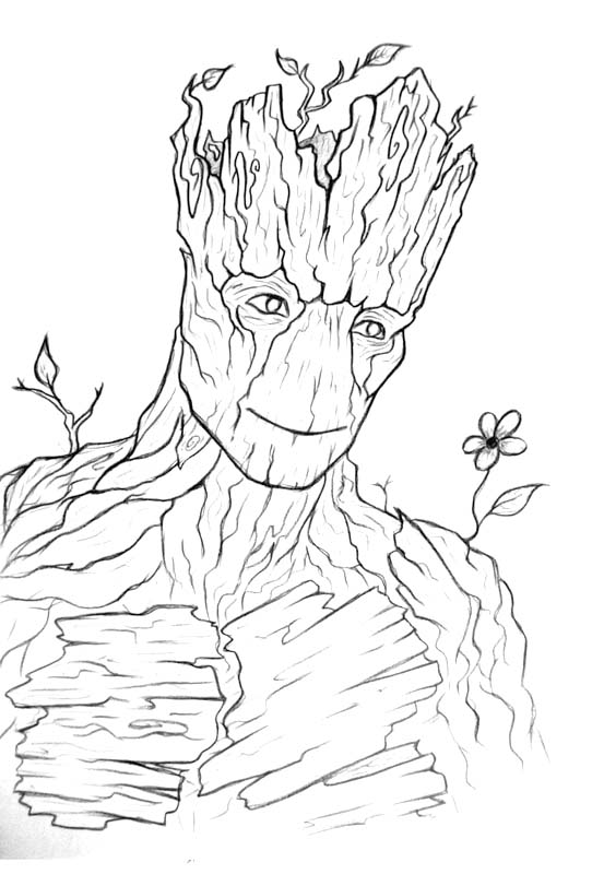 Kolorowanka Narysuj Groot dla dzieci