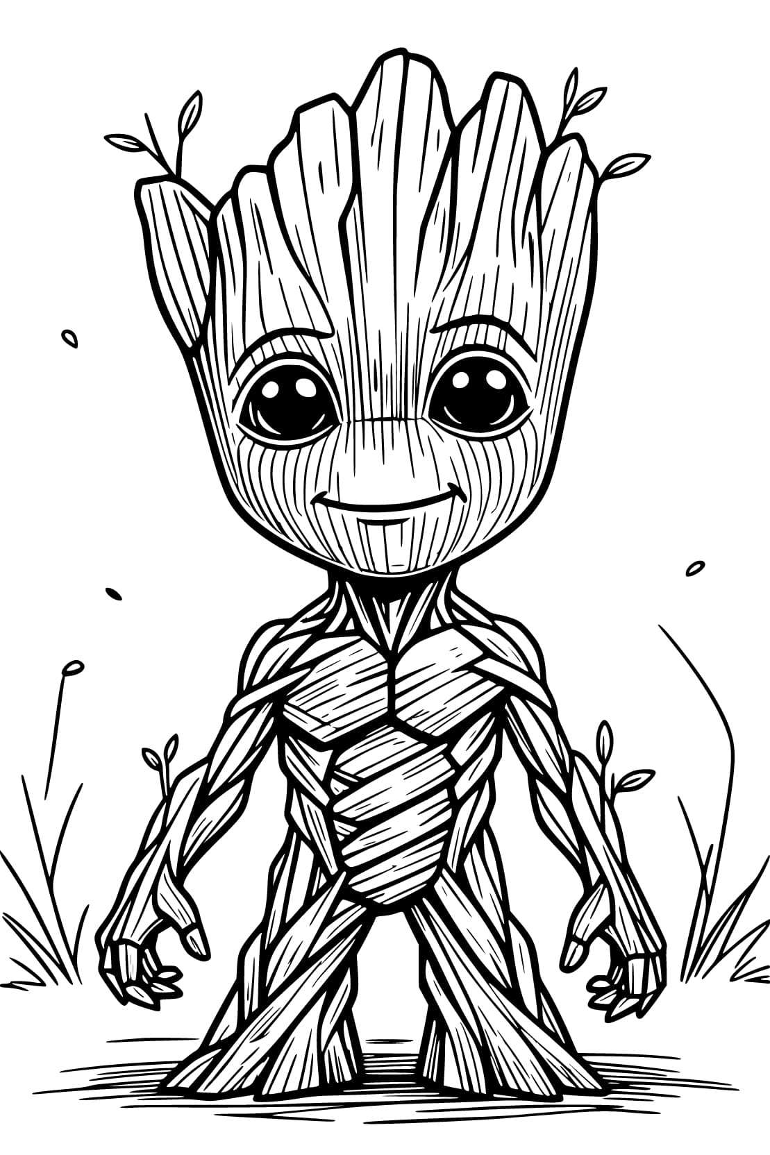 Kolorowanka Narysuj Groot łatwy