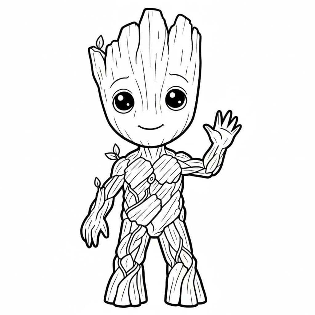 Kolorowanka Narysuj Groot wydruku podstawowy