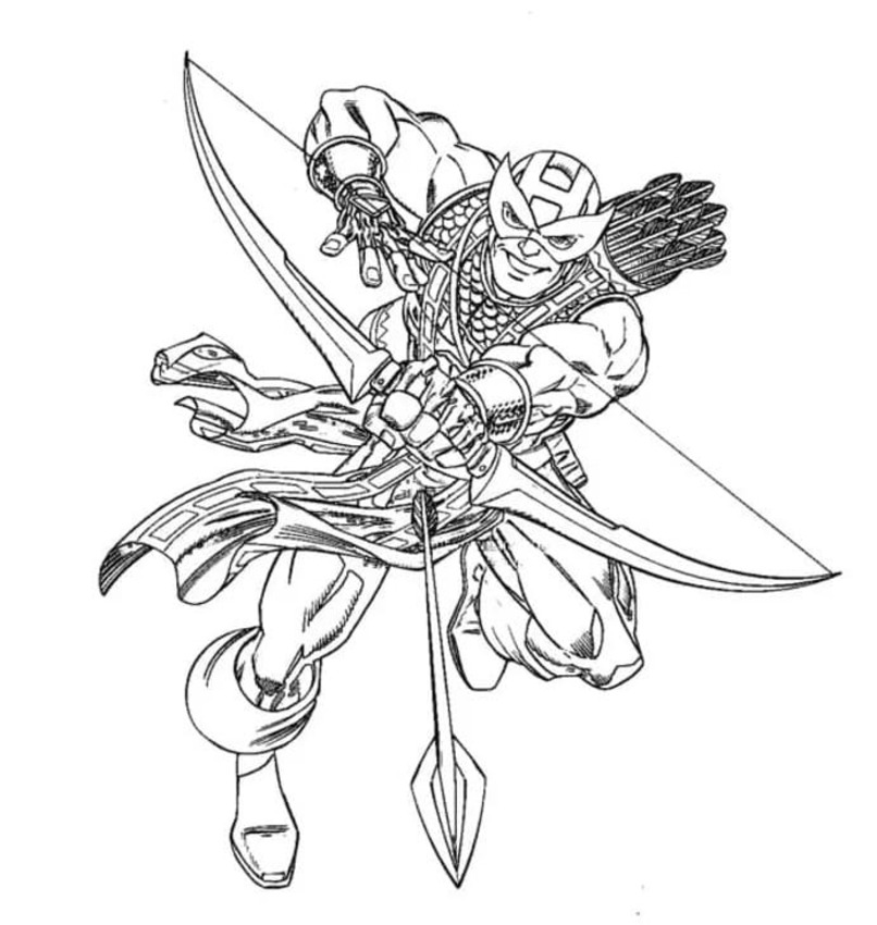 Kolorowanka Narysuj Hawkeye bezpłatny wydruku łatwy