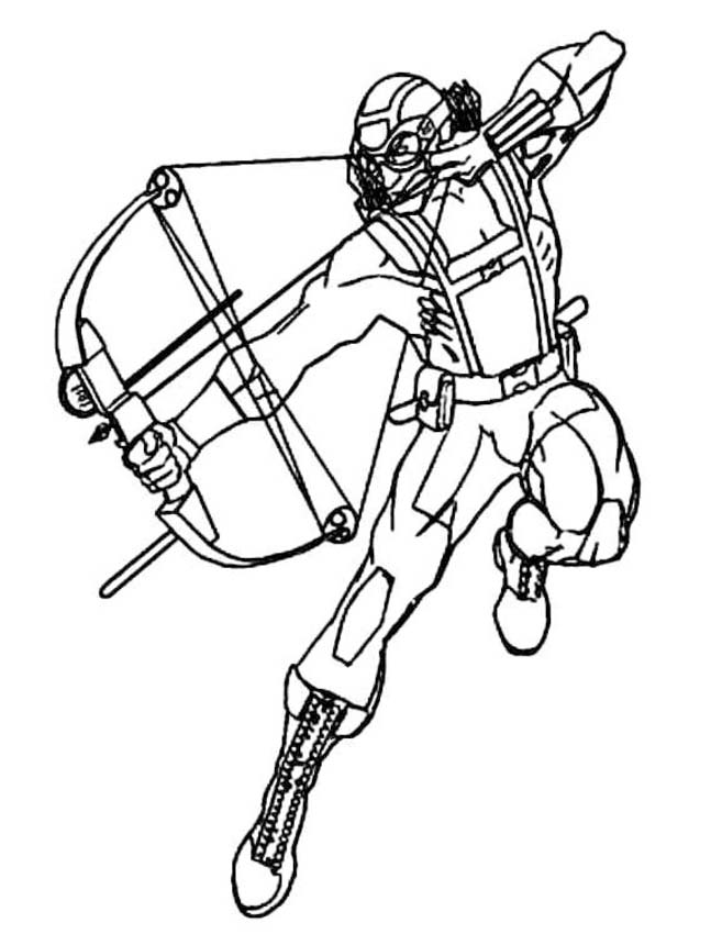 Kolorowanka Narysuj Hawkeye bezpłatny wydruku podstawowy