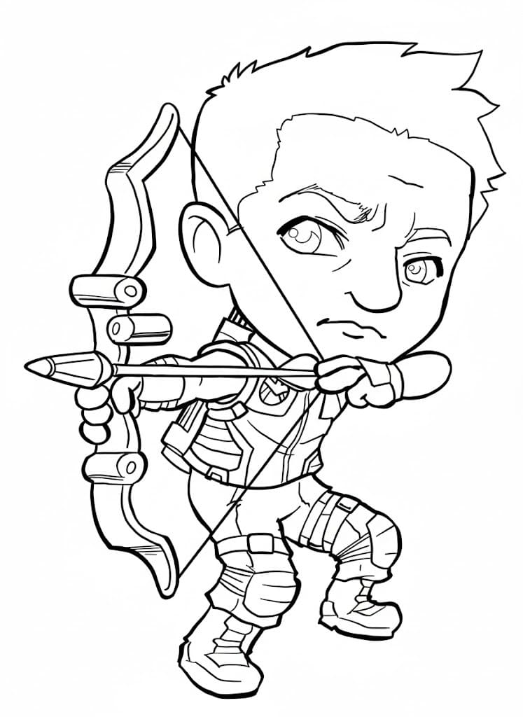 Kolorowanka Narysuj Hawkeye bezpłatny wydruku
