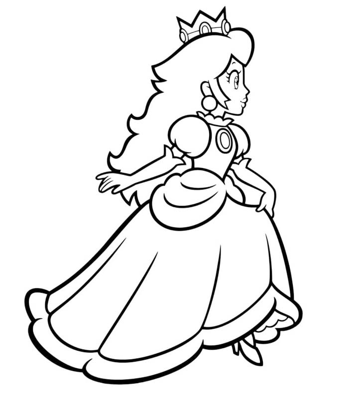 Kolorowanka Narysuj Księżniczka Peach bezpłatny podstawowy