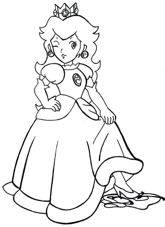 Kolorowanka Narysuj Księżniczka Peach bezpłatny wydruku prosty