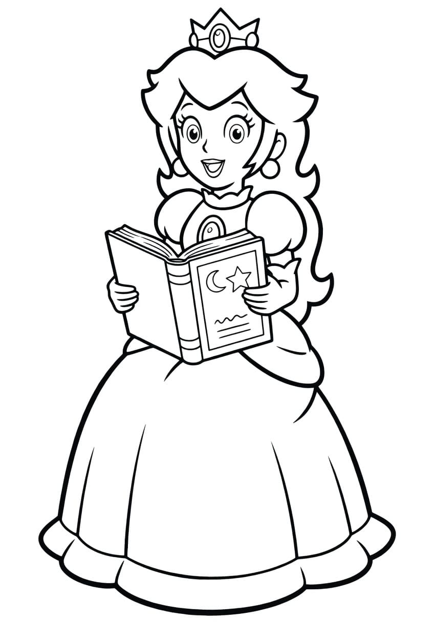 Kolorowanka Narysuj Księżniczka Peach bezpłatny wydruku