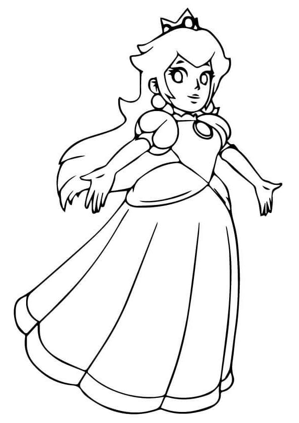Kolorowanka Narysuj Księżniczka Peach wydruku łatwy