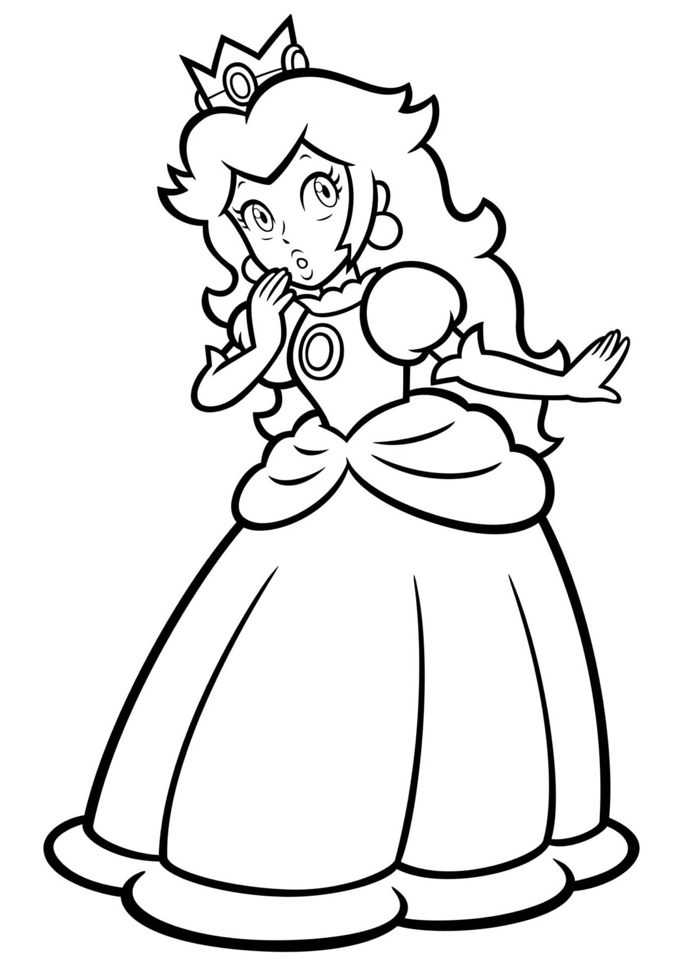 Kolorowanka Narysuj Księżniczka Peach wydruku prosty