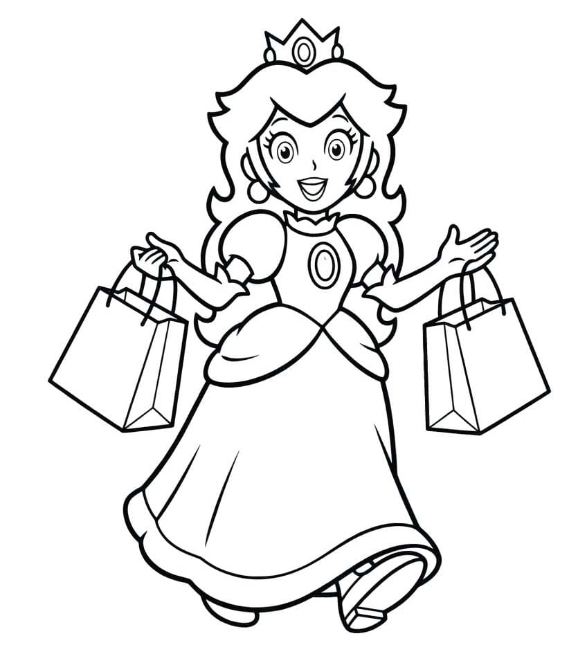 Kolorowanka Narysuj Księżniczka Peach wydruku