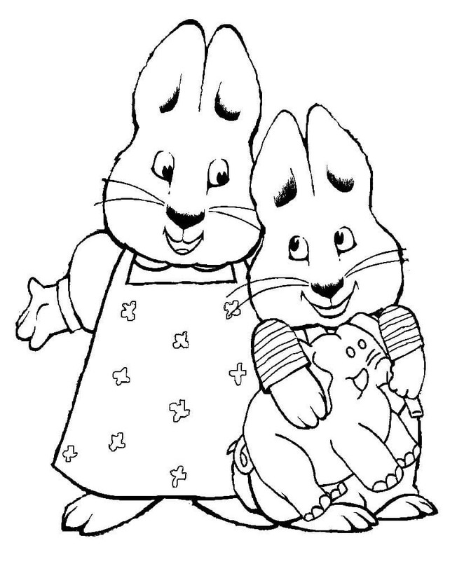 Kolorowanka Narysuj Maks i Ruby bezpłatny łatwy