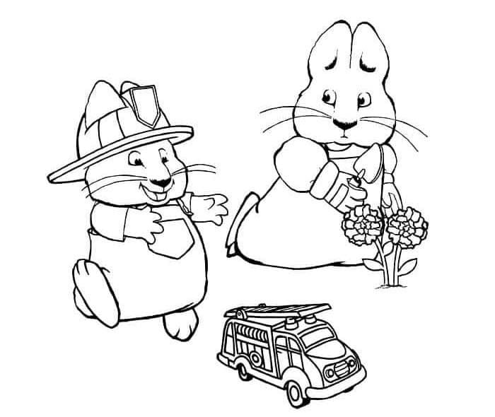 Kolorowanka Narysuj Maks i Ruby bezpłatny wydruku podstawowy