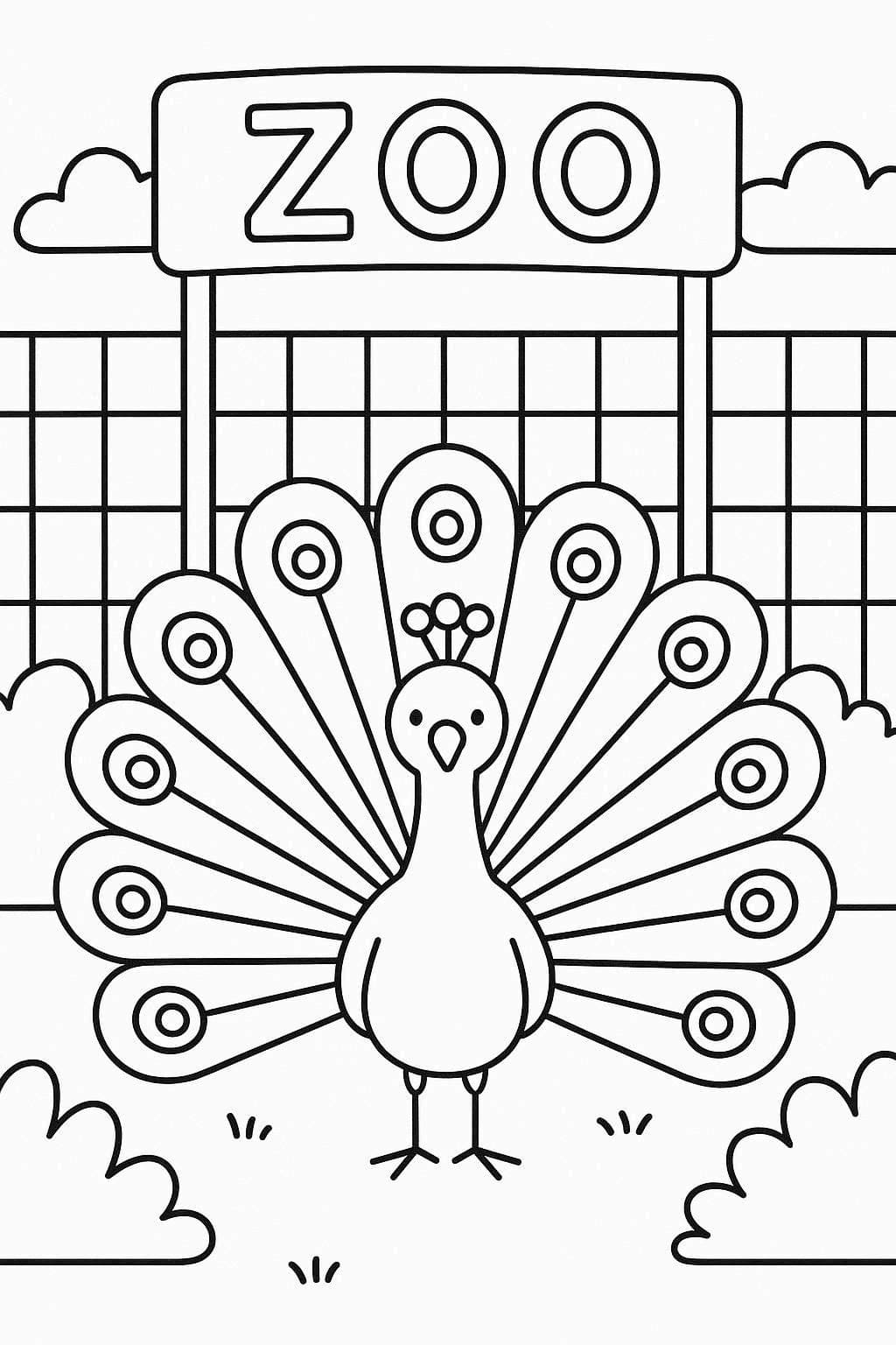 Kolorowanka Narysuj Paw bezpłatny podstawowy