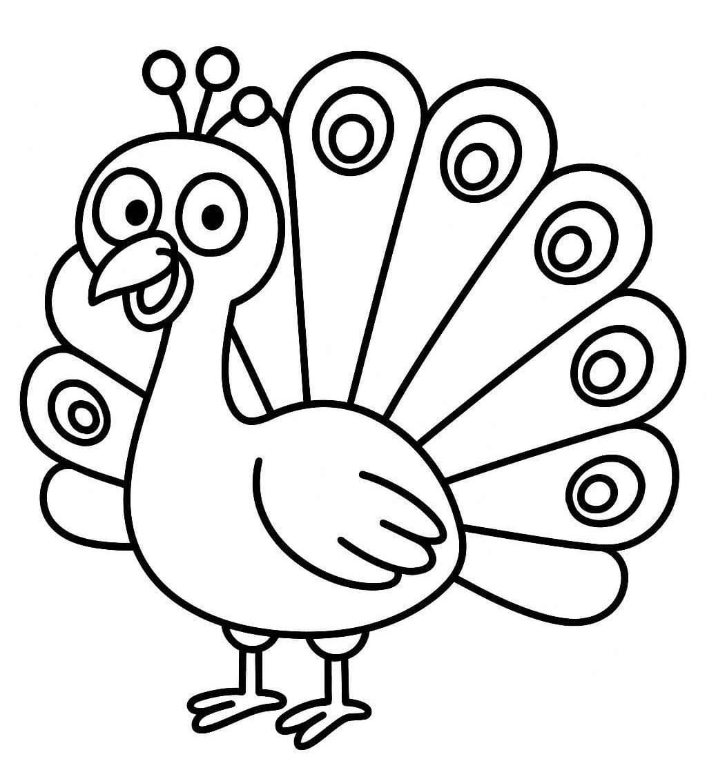 Kolorowanka Narysuj Paw bezpłatny wydruku łatwy