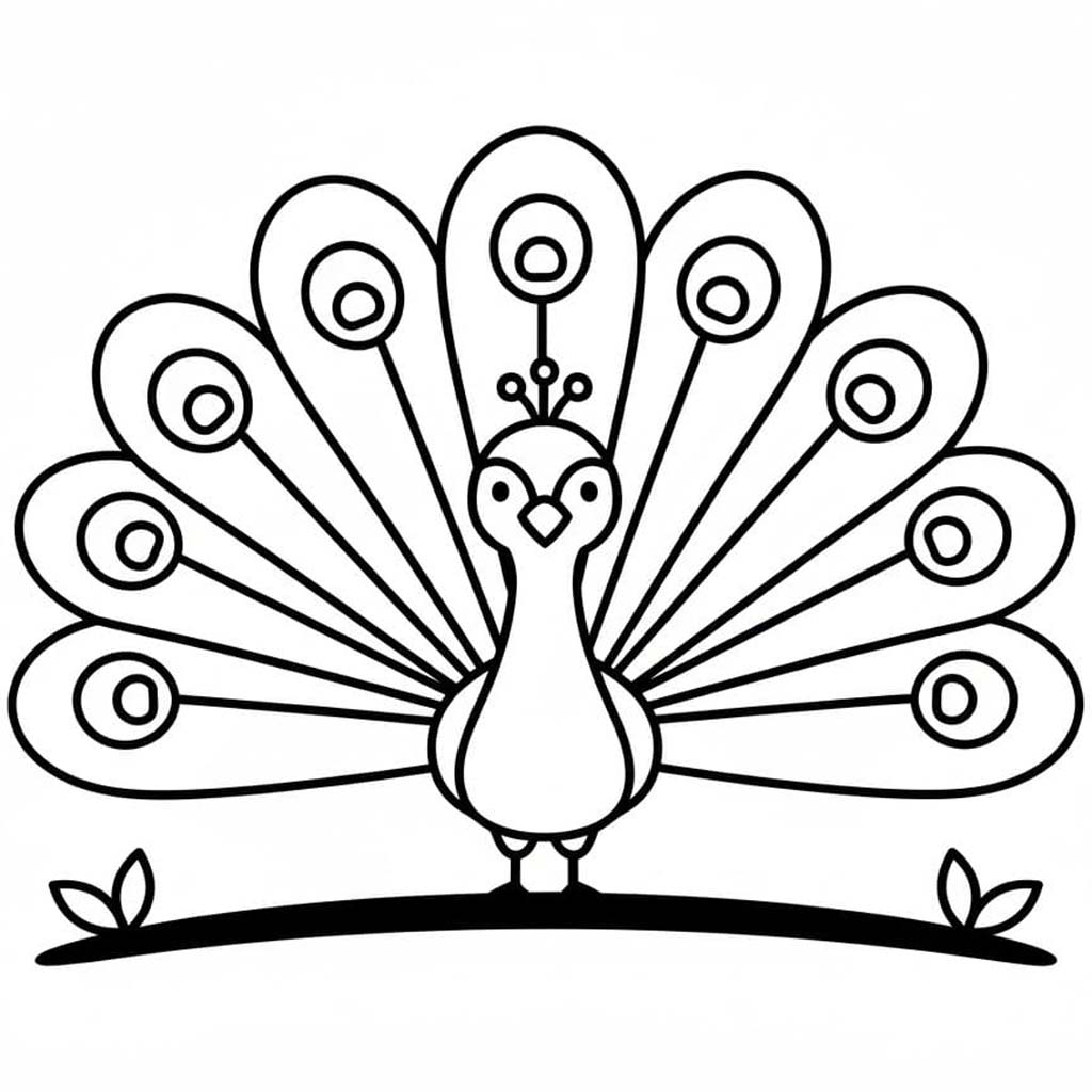 Kolorowanka Narysuj Paw bezpłatny wydruku prosty