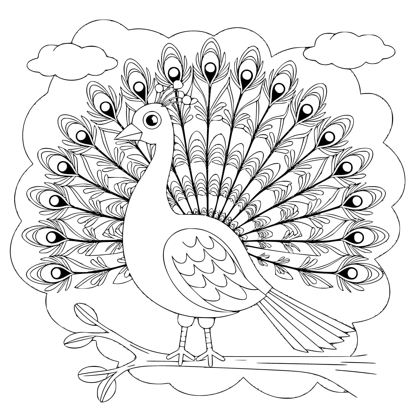 Kolorowanka Narysuj Paw bezpłatny wydruku