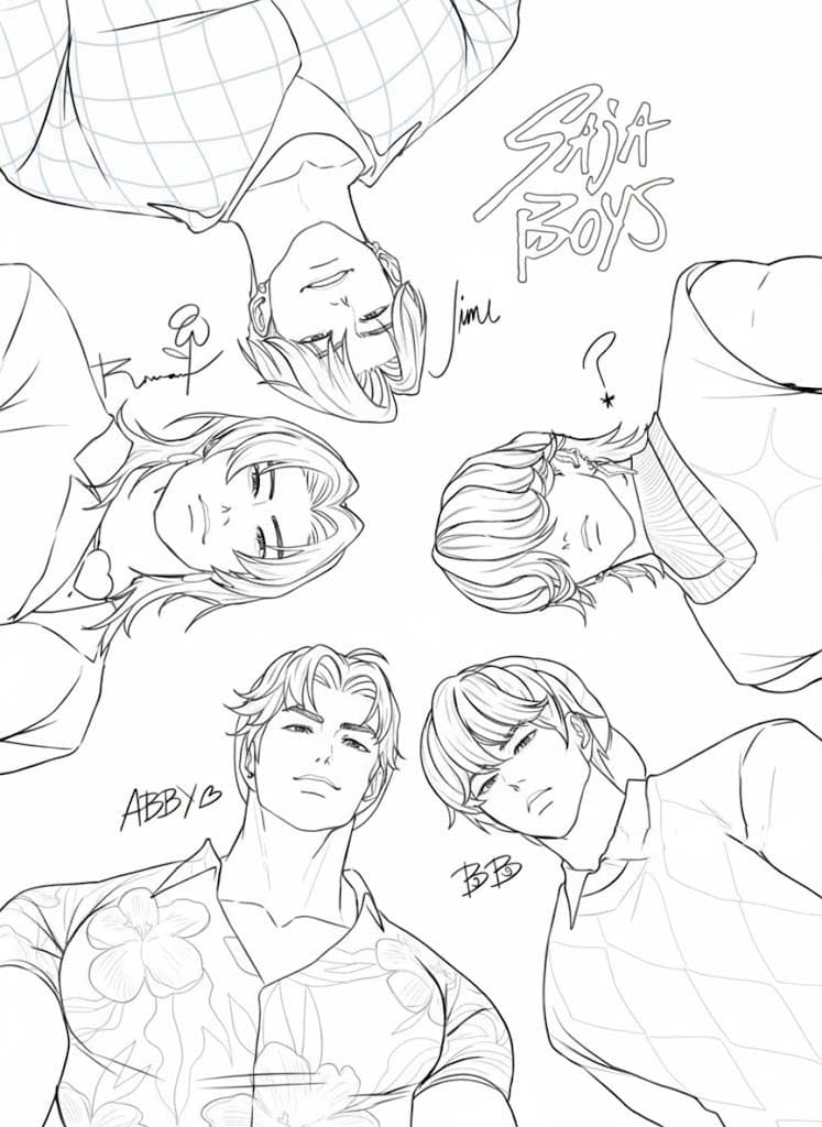 Kolorowanka Narysuj Saja Boys bezpłatny wydruku łatwy