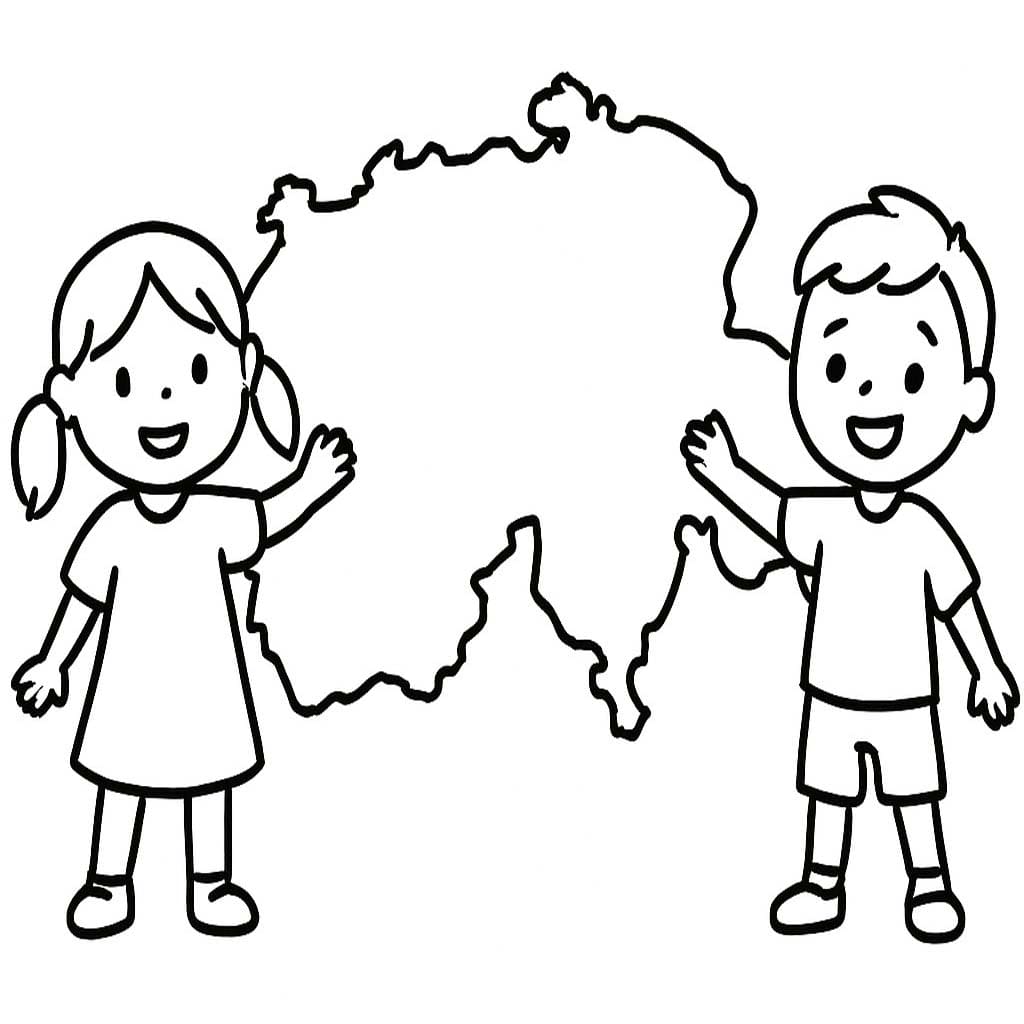 Kolorowanka Narysuj Szwajcaria dla dzieci