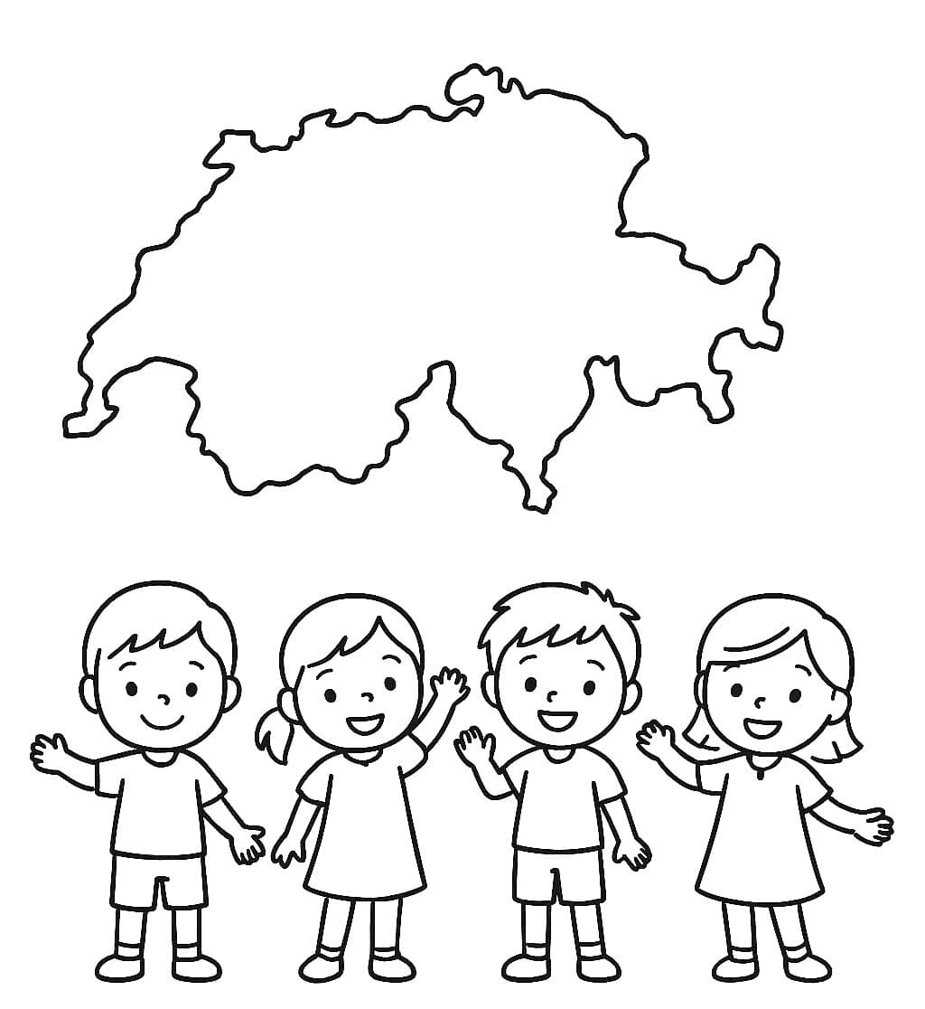 Kolorowanka Narysuj Szwajcaria wydruku dla dzieci