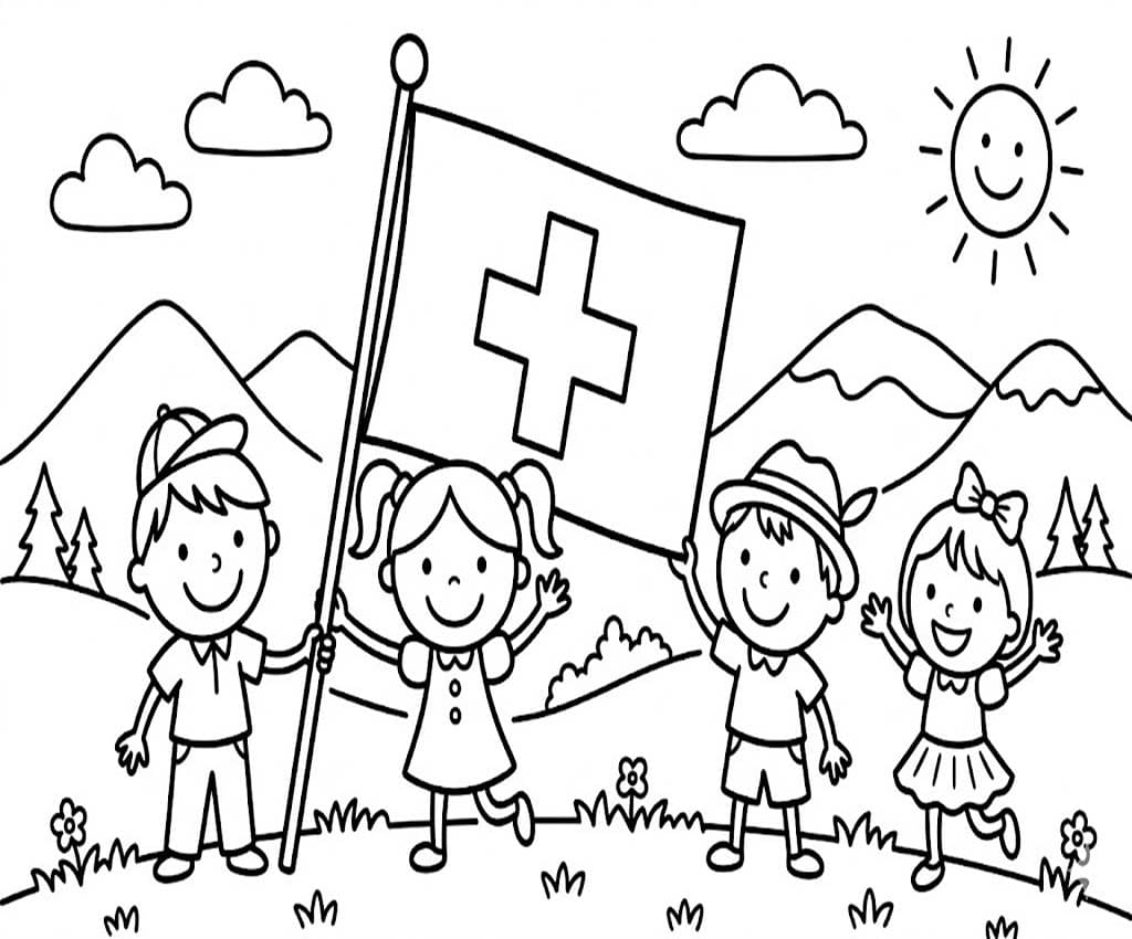 Kolorowanka Narysuj Szwajcaria wydruku