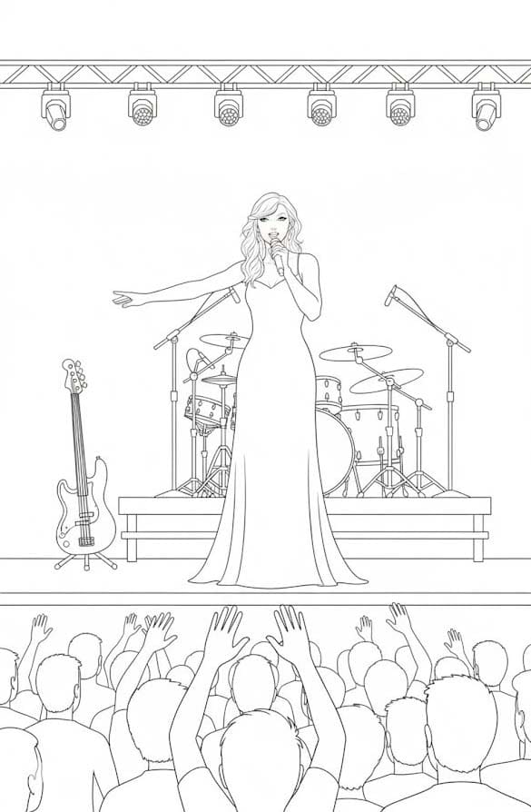 Kolorowanka Narysuj Taylor Swift bezpłatny prosty