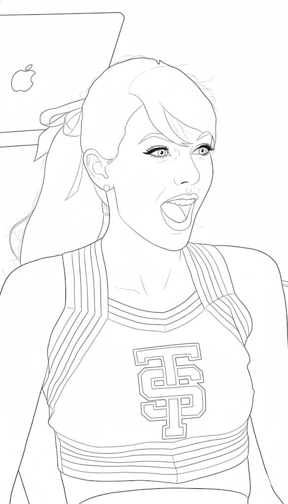 Kolorowanka Narysuj Taylor Swift bezpłatny wydruku podstawowy