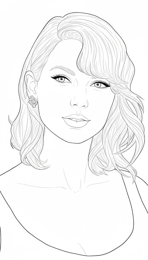 Kolorowanka Narysuj Taylor Swift bezpłatny wydruku prosty