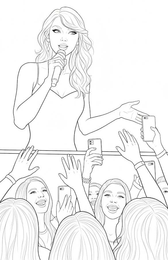 Kolorowanka Narysuj Taylor Swift dla dzieci