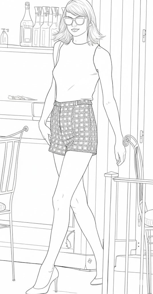 Kolorowanka Narysuj Taylor Swift wydruku dla dzieci