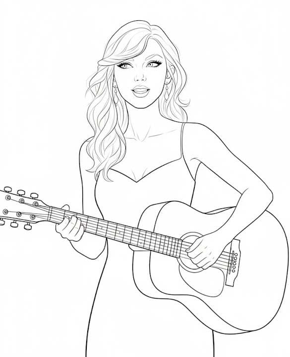 Kolorowanka Narysuj Taylor Swift wydruku prosty