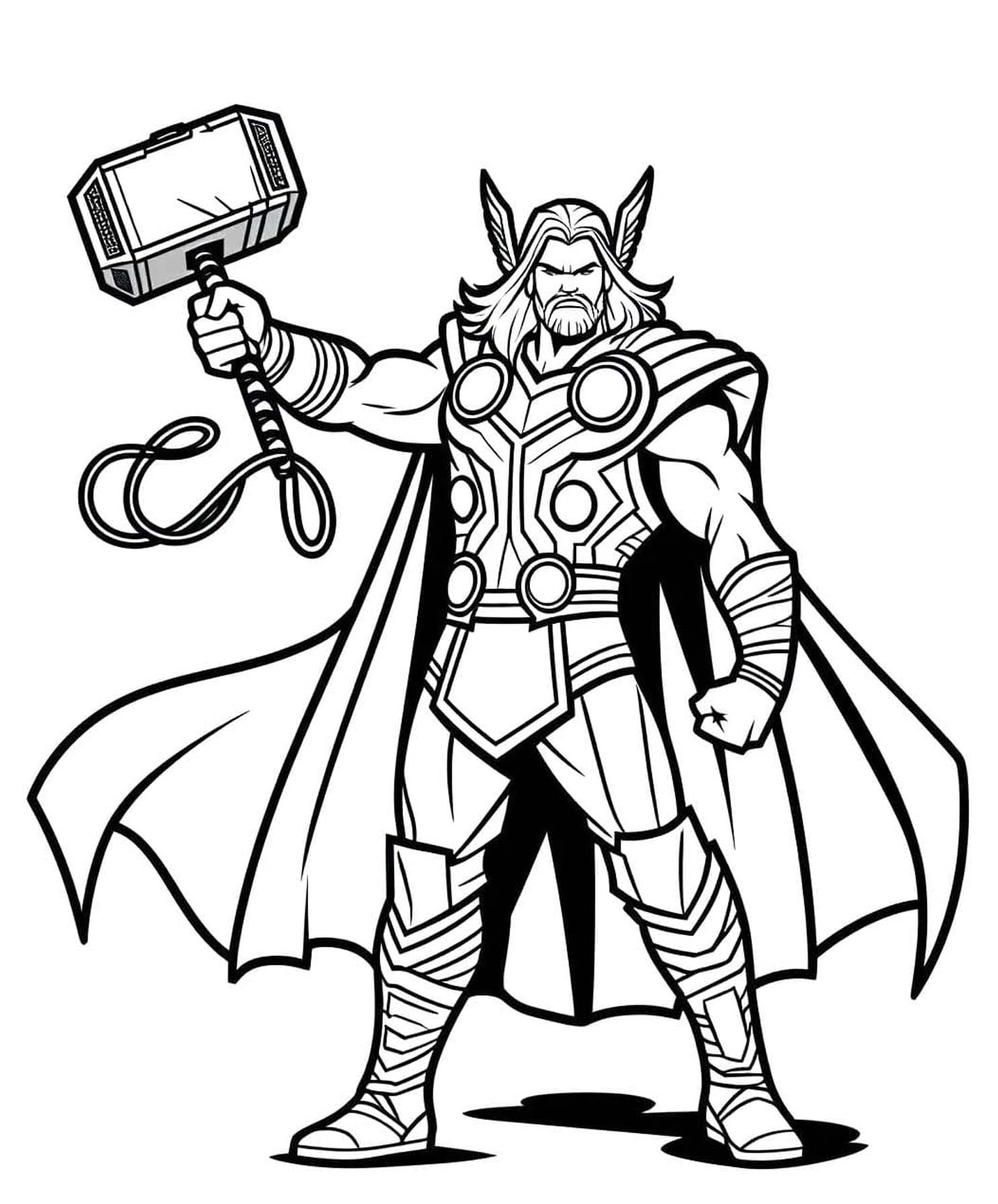 Kolorowanka Narysuj Thor bezpłatny dla dzieci