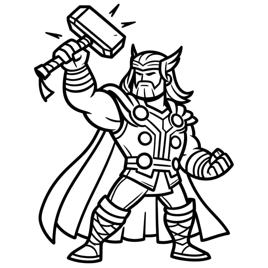 Kolorowanka Narysuj Thor bezpłatny prosty