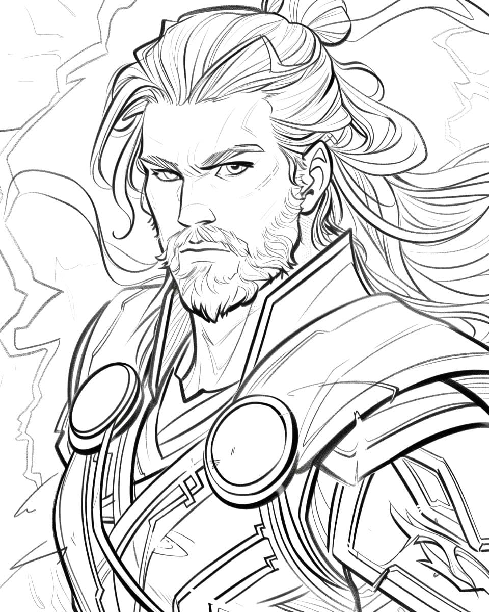 Kolorowanka Narysuj Thor bezpłatny wydruku prosty