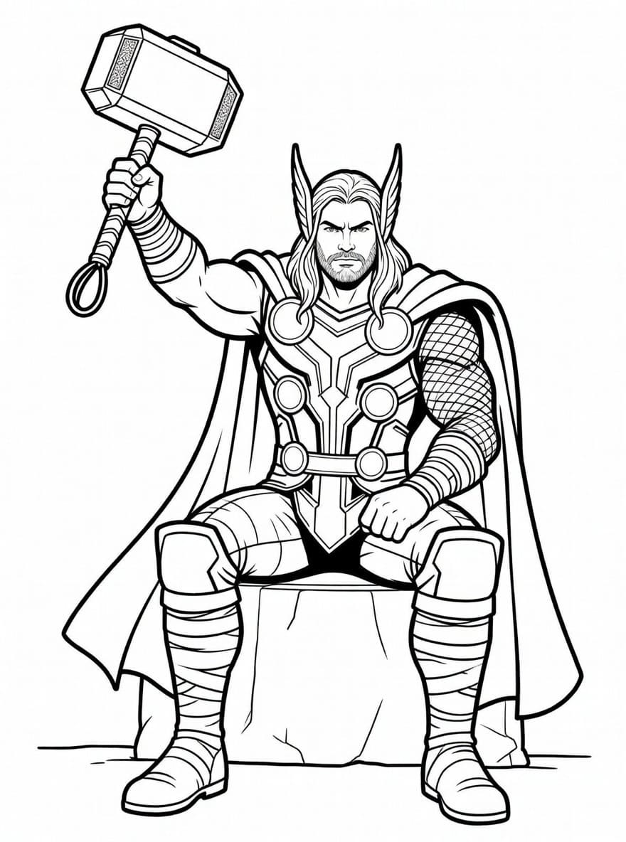 Kolorowanka Narysuj Thor bezpłatny wydruku