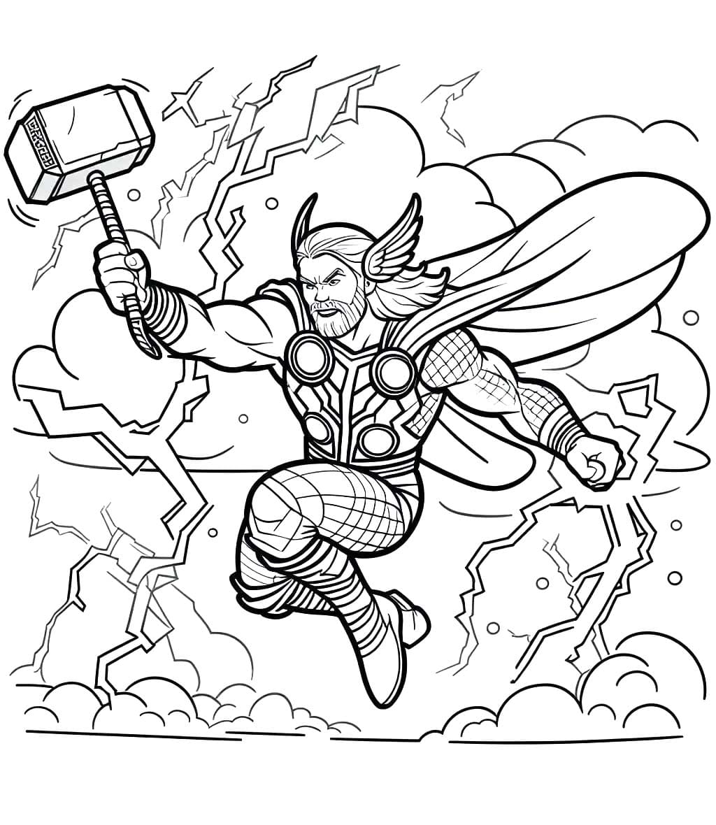 Kolorowanka Narysuj Thor dla dzieci