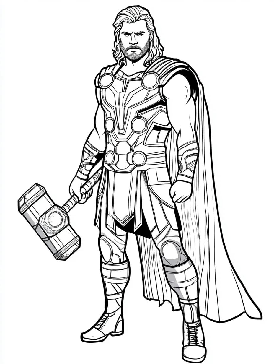 Kolorowanka Narysuj Thor łatwy