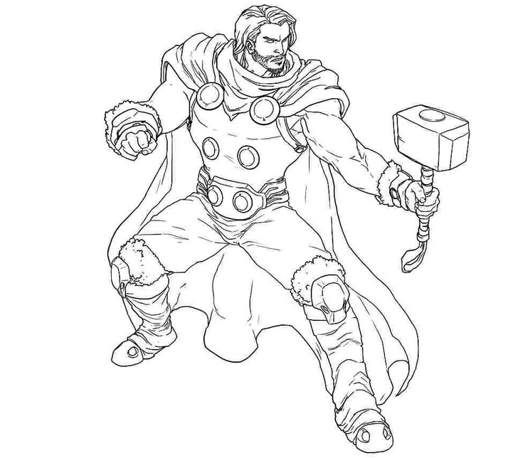 Kolorowanka Narysuj Thor wydruku dla dzieci
