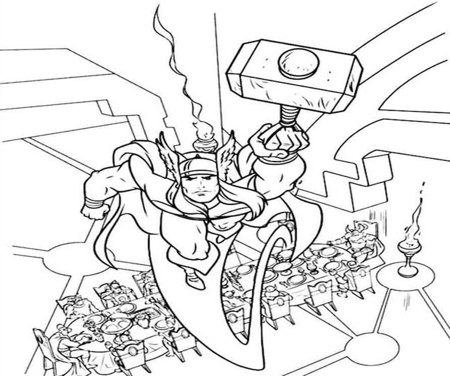 Kolorowanka Narysuj Thor wydruku podstawowy