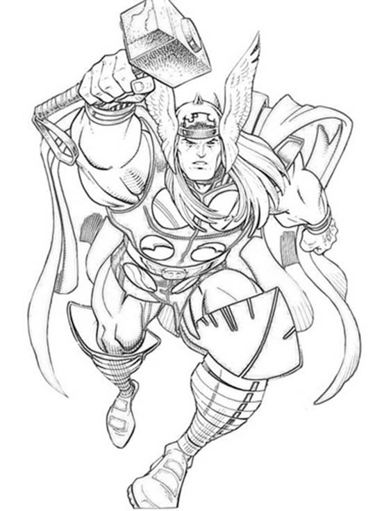 Kolorowanka Narysuj Thor wydruku prosty