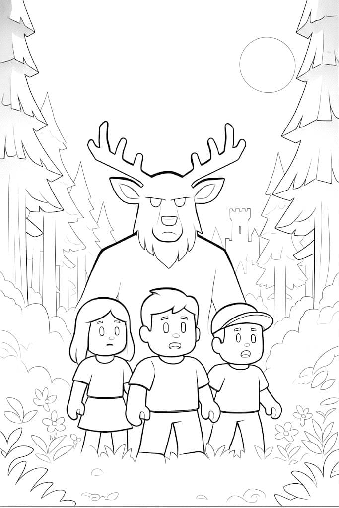 Kolorowanka Obraz 99 nocy w lesie bezpłatny