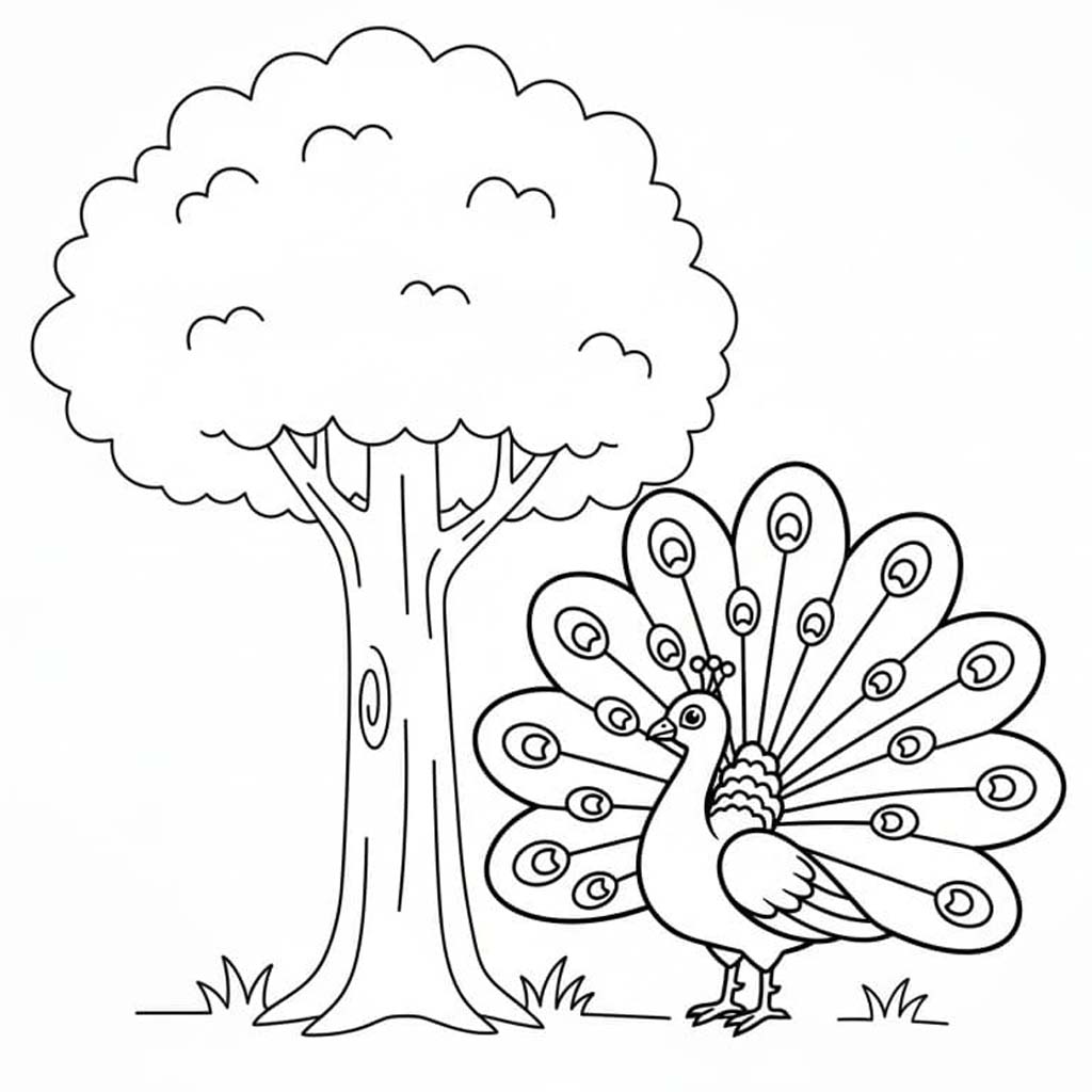 Kolorowanka Obraz Paw