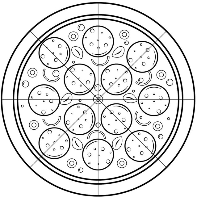 Kolorowanka Obraz Pizza wydruku