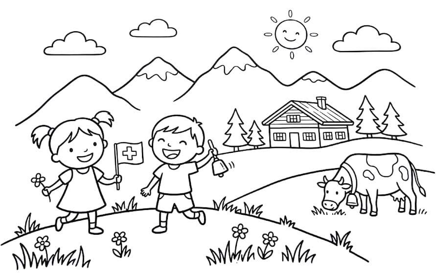 Kolorowanka Obraz Szwajcaria bezpłatny