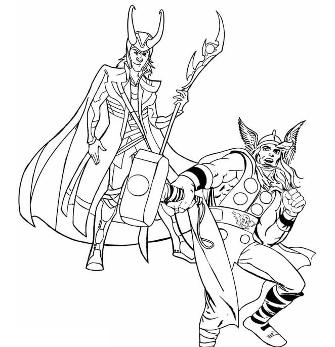 Kolorowanka Obraz Thor bezpłatny wydruku
