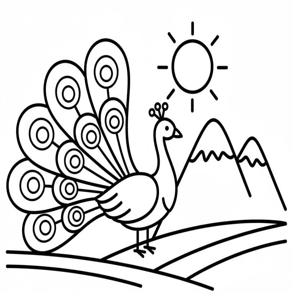 Kolorowanka Paw bezpłatny wydruku podstawowy